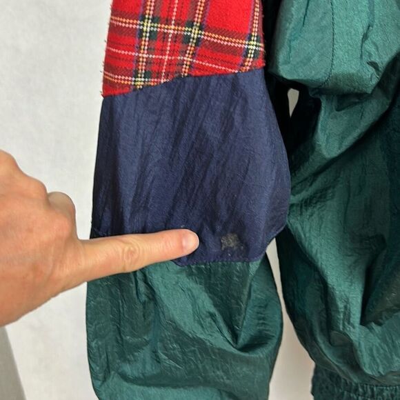 Vtg London Fog Windbreaker Jacket Sz Large Red Blue Plaid Patterns 80s 90s Track - Picture 8 of 11